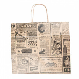 Papiertüten Kraft Times mit Henkeln 26+14x32cm (50 Stück)