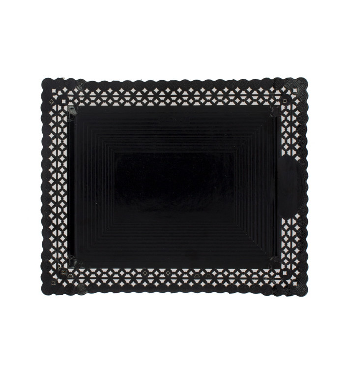 Papptablett Spitze Schwarz 18x25 cm (50 Stück) Papptablett Spitze Schwarz 18x25 cm (50 Stück)