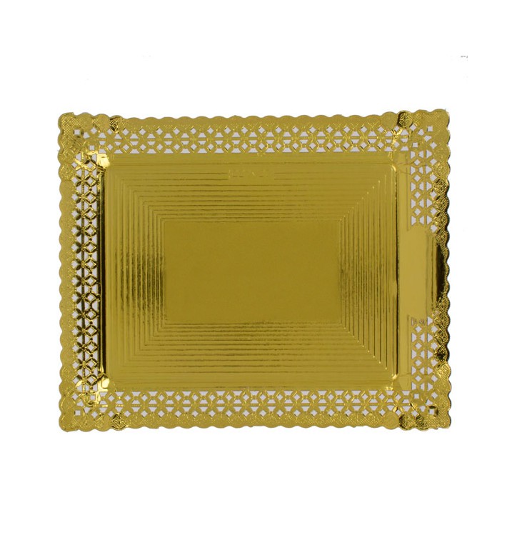 Papptablett Spitze Golden 22x27 cm (100 Stück)