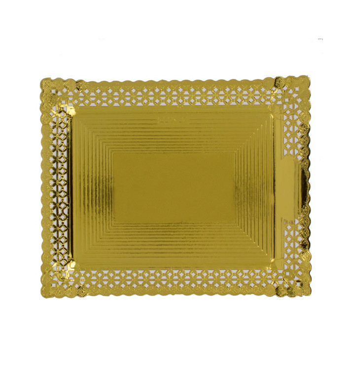 Papptablett Spitze Golden 18x25 cm (100 Stück) Papptablett Spitze Golden 18x25 cm (100 Stück)