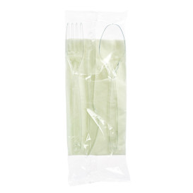 Besteckset Messer, Gabel, Löffel und Serviette transp. (500 Stück)