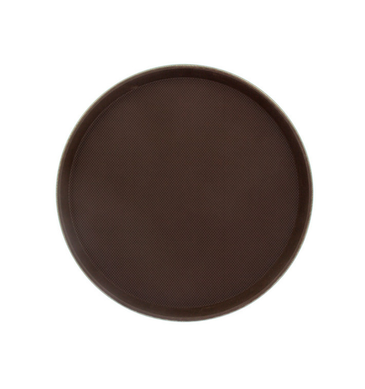 Plastiktablett Rund Rutschfeste Braun Ø35,5cm (12 Stück) Plastiktablett Rund Rutschfeste Braun Ø35,5cm (12 Stück)