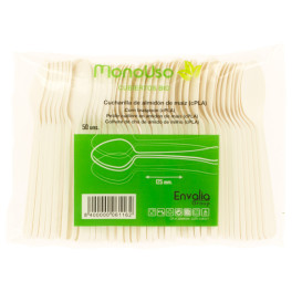 Teelöffel Maisstärke CPLA Weiß 12,5 cm (50 Stück)