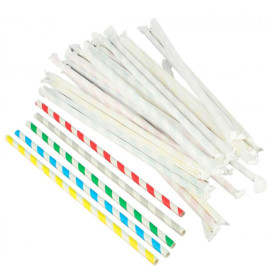 Trinkhalme Flexibel Papierhülle Ø6mm 23cm (250 Stück)