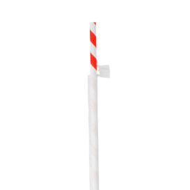 Trinkhalme aus Papier starr gestreift einzeln verpackt Ø6mm 20cm (250 Stück)