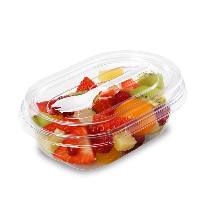 Salatschale mit Klappdeckel und Gabel APET 370ml 190x140x64mm (20 Stück) Salatschale mit Klappdeckel und Gabel APET 370ml 190x140x64mm (20 Stück)