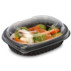 Plastikbehälter Rechtecking PP Schwarz 250ml 142x111x31mm (80 Stück)