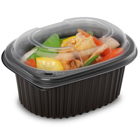 Plastikbehälter Rechtecking PP Schwarz 450ml 142x111x60mm (80 Stück)