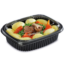 Plastikbehälter Rechtecking PP Schwarz 1000ml 215x170x50mm (40 Stück)