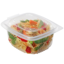 Transparent Dressingbecher mit Klappdeckel PP 750ml 142x123mm (50 Stück)
