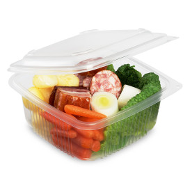 Transparent Dressingbecher mit Klappdeckel PP 830ml 158x155mm (50 Stück)