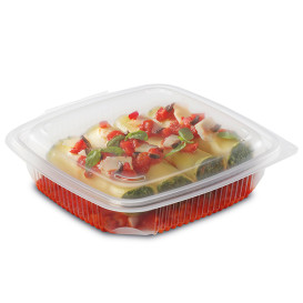 Transparent Dressingbecher mit Klappdeckel PP 1200ml 190x185mm (50 Stück)