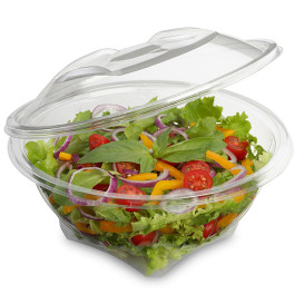 Transparente Salatschale mit Klappdeckel Rund APET 750ml Ø175mm (50 Stück)