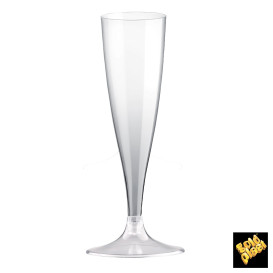 Sektflöte Plastik mit Transparent Fuß 140ml (20 Stück)