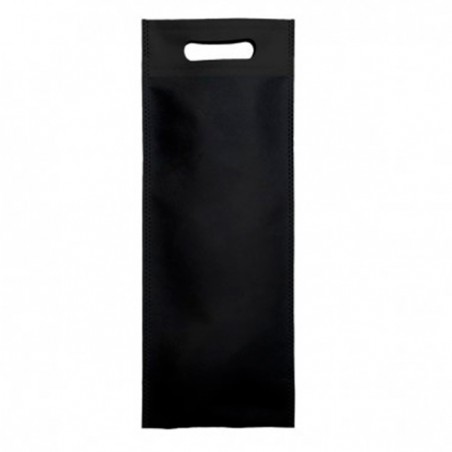 Vliesstofftasche für Flasche Schwarz 17+10x40cm (25 Stück)