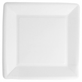 Papierteller Biocoated weiß Quadratischer 23cm (20 Stück)