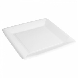Papierteller Biocoated weiß Quadratischer 23cm (20 Stück)