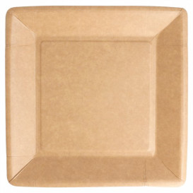 Papierteller Biocoated Natürliuch Quadratischer 18cm (20 Stück)
