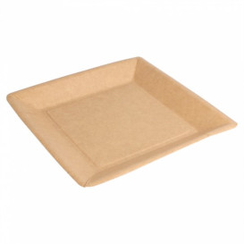 Papierteller Biocoated Natürliuch Quadratischer 18cm (20 Stück)