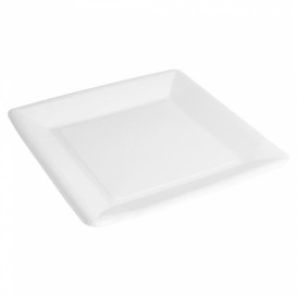 Papierteller Biocoated weiß Quadratischer Ø18cm (20 Stück)