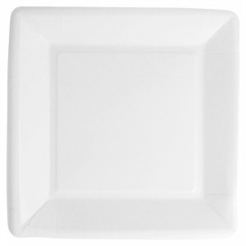 Papierteller Biocoated weiß Quadratischer Ø18cm (20 Stück)