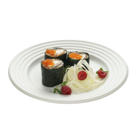 Zuckerrohrteller Premium Wave Weiß Ø23cm (50 Stück)