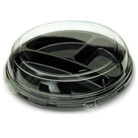 Plastikteller rund 3-geteilt schwarz 26cm (25 Stück)