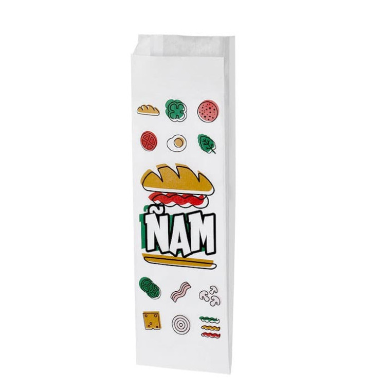 Papierbeutel für Baguette Ñam 10x4x29cm (125 Stück) Papierbeutel für Baguette Ñam 10x4x29cm (125 Stück)