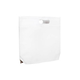 Vliestaschen Wiederverwendbar Stanzgriff Non Woven Weiss 34+8x26cm 80g (25 Stück)