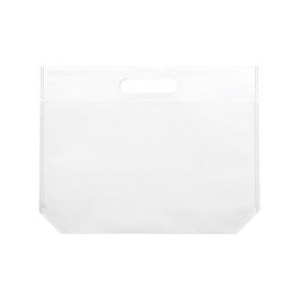 Vliestaschen Wiederverwendbar Stanzgriff Non Woven Weiss 34+8x26cm 80g (25 Stück)