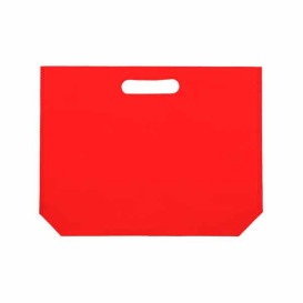 Vliestaschen Wiederverwendbar Stanzgriff Non Woven Rot 34+8x26cm 80g (25 Stück)