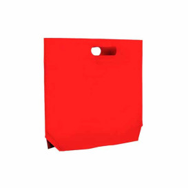 Vliestaschen Wiederverwendbar Stanzgriff Non Woven Rot 34+8x26cm 80g (25 Stück)