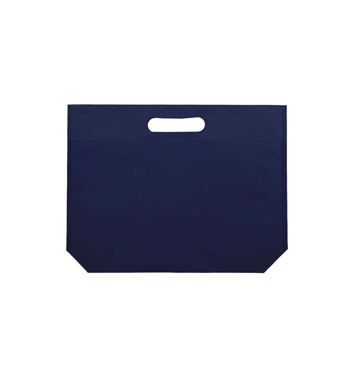 Vliestaschen Wiederverwendbar Stanzgriff Non Woven Marinblau 34+8x26cm 80g (25 Stück)