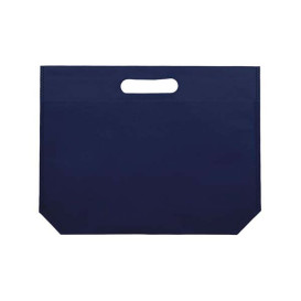 Vliestaschen Wiederverwendbar Stanzgriff Non Woven Marinblau 34+8x26cm 80g (25 Stück)