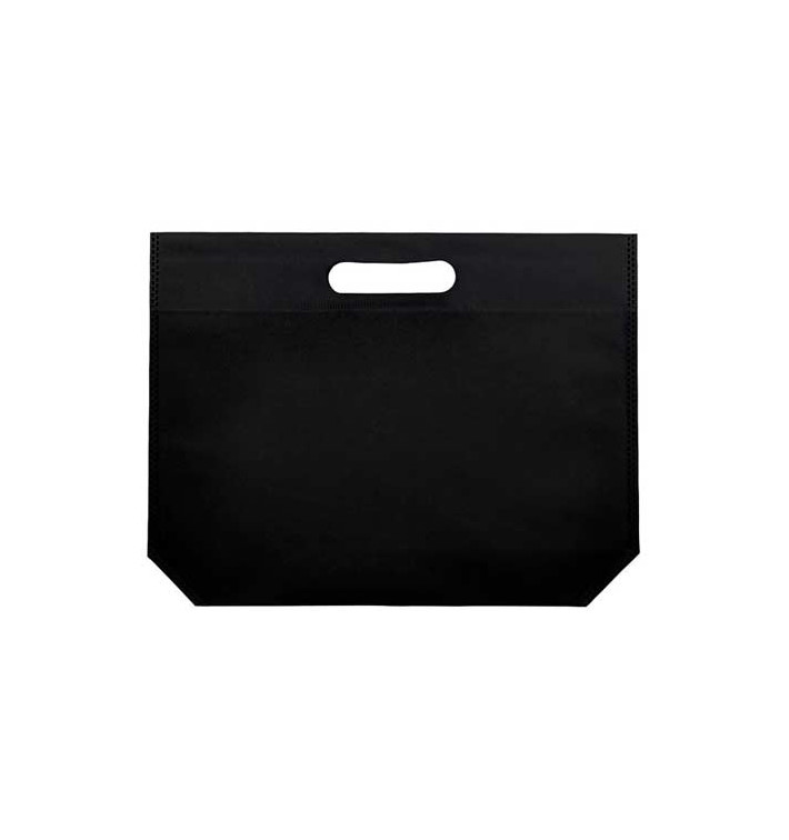 Vliestaschen Wiederverwendbar Stanzgriff Non Woven Schwarz 34+8x26cm 80g (25 Stück) Vliestaschen Wiederverwendbar Stanzgriff Non Woven Schwarz 34+8x26cm 80g (25 Stück)