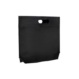 Vliestaschen Wiederverwendbar Stanzgriff Non Woven Schwarz 34+8x26cm 80g (25 Stück)