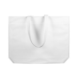Vliestaschen Wiederverwendba Languer Griff Non Woven Weiss 42+10x40 cm 80g (25 Stück)