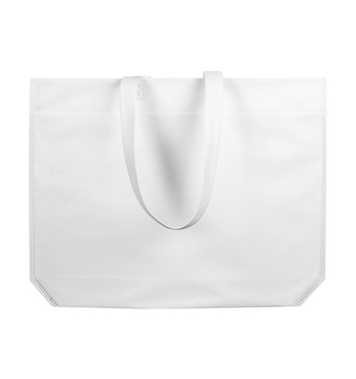 Vliestaschen Wiederverwendba Languer Griff Non Woven Weiss 42+10x40 cm 80g (25 Stück) Vliestaschen Wiederverwendba Languer Griff Non Woven Weiss 42+10x40 cm 80g (25 Stück)