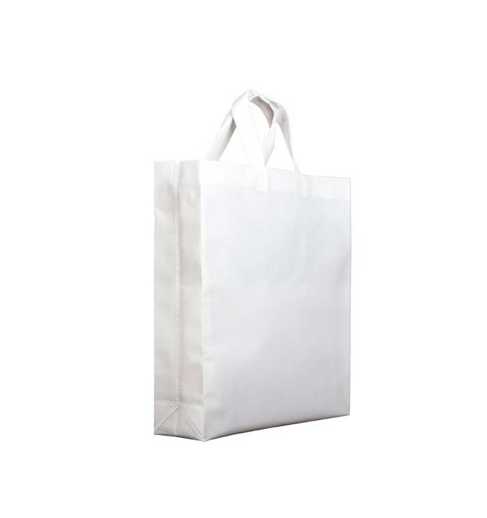 Vliesstofftasche PREMIUM Kurzen Griffen Weiße 25+10x30cm (25 Stück) Vliesstofftasche PREMIUM Kurzen Griffen Weiße 25+10x30cm (25 Stück)