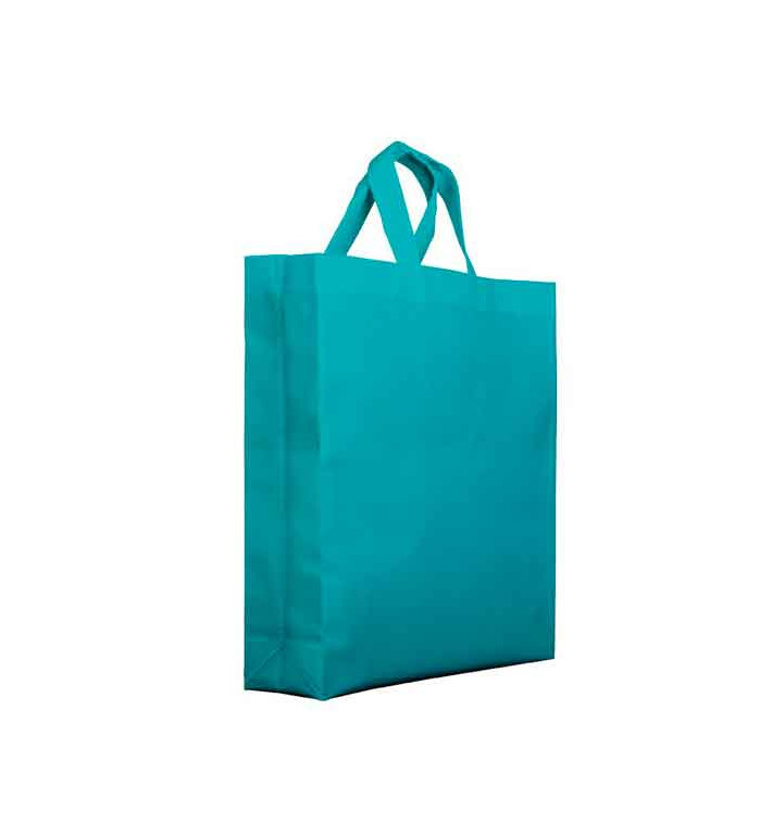 Vliesstofftasche PREMIUM Kurzen Griffen Aquamarinblau 40+12x35cm (25 Stück)