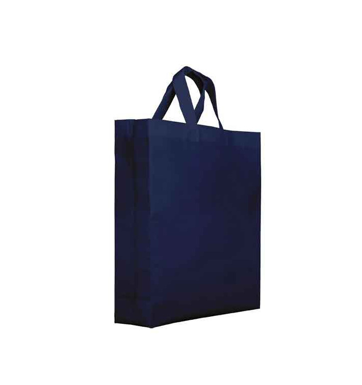 Vliesstofftasche PREMIUM Kurzen Griffen Marinblau 25+10x30cm (25 Stück) Vliesstofftasche PREMIUM Kurzen Griffen Marinblau 25+10x30cm (25 Stück)