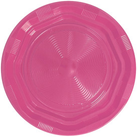 Plastikteller Tief Rund extra hart Achtecking Pink Ø220 mm (25 Stück)