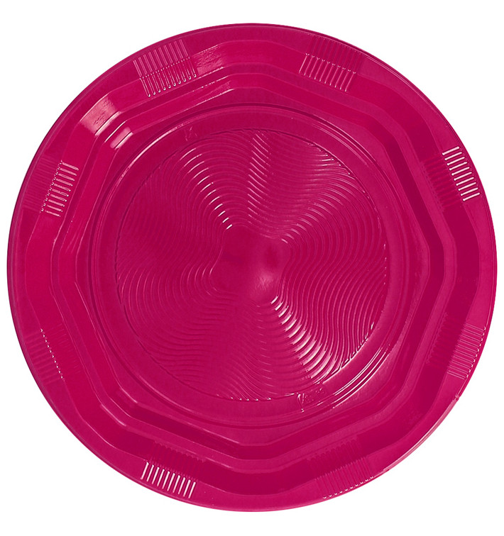 Plastikteller Tief Rund extra hart Achtecking Fuchsia Ø220 mm (250 Stück) Plastikteller Tief Rund extra hart Achtecking Fuchsia Ø220 mm (250 Stück)