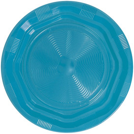 Plastikteller Tief Rund extra hart Achtecking Hellblau Ø220 mm (25 Stück)