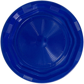 Plastikteller Tief Rund extra hart Achtecking Blau Ø220 mm (250 Stück)