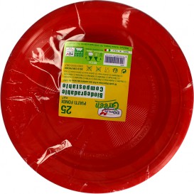 Maisstärke Teller PLA flach Rot Ø170 mm (25 Stück)
