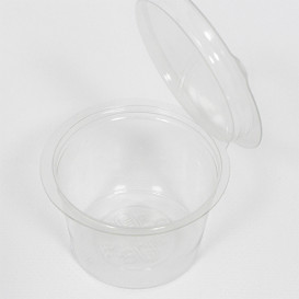 Transparente Dressingbecher mit Klappdeckel Rund APET 80ml Ø70mm (50 Stück)