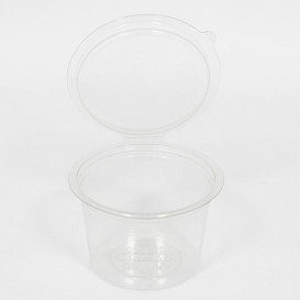 Transparente Dressingbecher mit Klappdeckel Rund APET 80ml Ø70mm (50 Stück)
