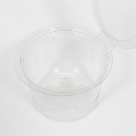 Transparente Dressingbecher mit Klappdeckel Rund APET 80ml Ø70mm (50 Stück)