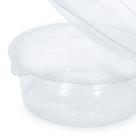 Transparente Dressingbecher mit Klappdeckel Rund APET 250ml Ø120mm (40 Stück)
